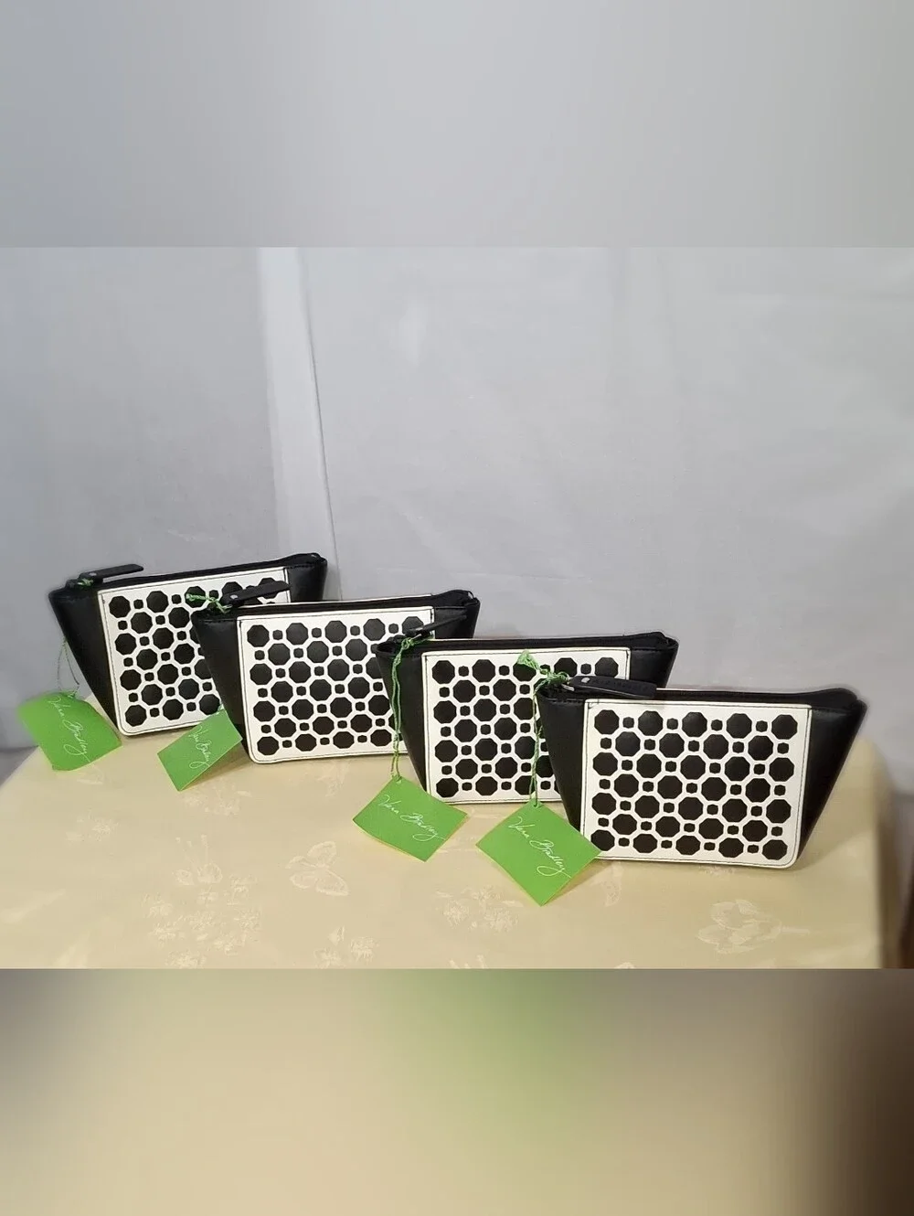 4 Vera Bradley Midnight Geometric Laser-Cut Cosmetic Bags - NWT